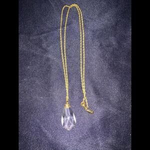 Kenneth Jay LANE KJL Natural Crystal Stone Pendant Necklace  30” Vintage‎